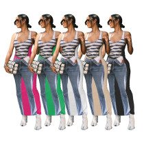 Women's personalized style sleeveless elastic digital printed skirt