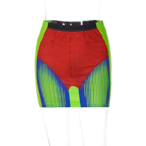 Sexy printed slim fitting short skirt