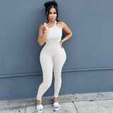 Pit striped fabric high elasticity sexy tight jumpsuit