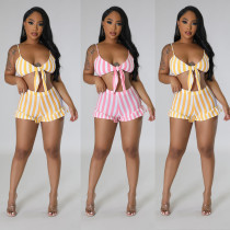 Sexy Fashion Thread Stripe Two Piece Set