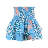 Women's fashion printed ruffled floral mini skirt