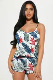 Fashion casual strap printing two-piece set