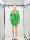 Casual solid color double layer door edge shirt dress