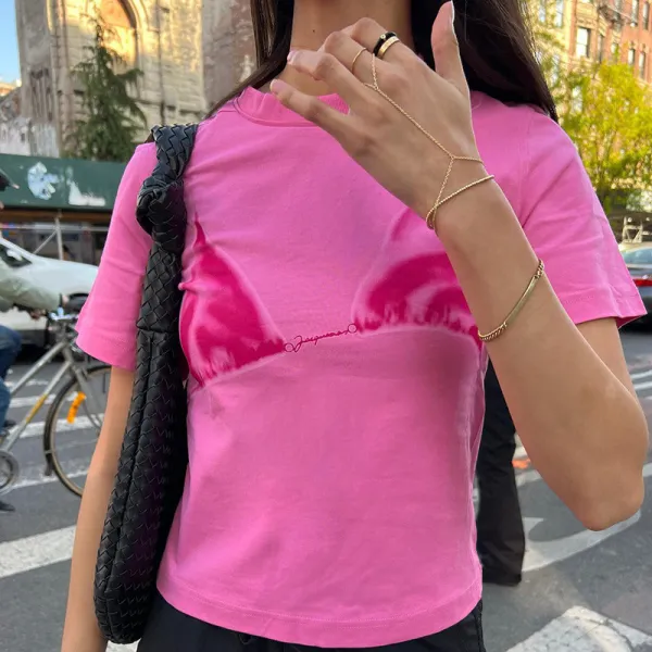 Fashion Printed Sexy Pattern Round Neck Short Sleeve Versatile T-shirt