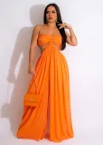 Sexy Chiffon Wrapped Chest Naked Back Wide Feet Jumpsuit