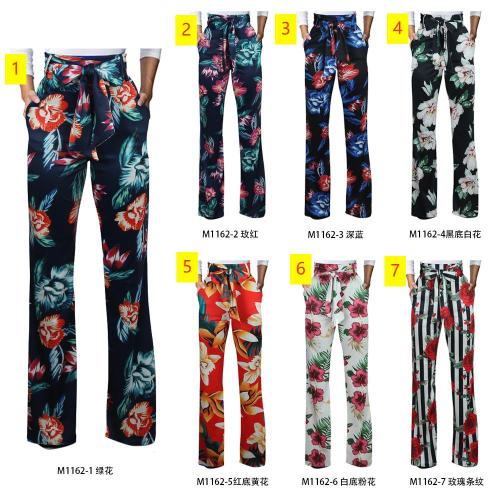 Casual wide leg pants with high waist printed pants