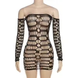 Women's Sexy Hollow out Knitted Off Shoulder High Waist Tight Wrapped Hip Dress