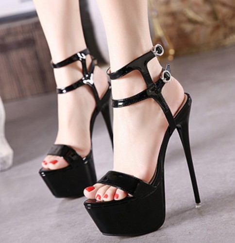 Oversized ultra high heels runway sandals, slim heels, waterproof platform, nightclub sexy high heels