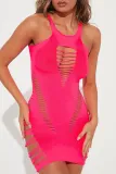 Women's Fun Hollow Out Perspective Mesh Sexy Sleeveless Dress