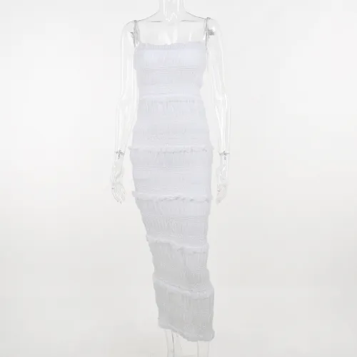 Texture Featured Fabric Wood Ear Edge Sling Dress