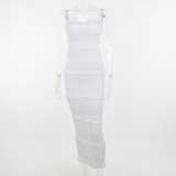 Texture Featured Fabric Wood Ear Edge Sling Dress