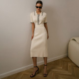 Polo neck pit stripe dress with contrasting edges