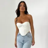Simple and Sexy Spicy Girl Style Slim Fit Versatile Fish Bone Mesh Top