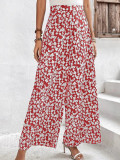 New women's small floral loose fitting casual waistband pants