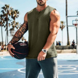 Summer Men's Sports Basketball Tank Top Large Round Neck Loose Sleeveless T-shirt Men's Sweetheart