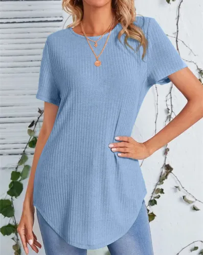 New women's back single breasted casual loose fitting T-shirt