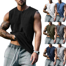 Summer Men's Sports Basketball Tank Top Large Round Neck Loose Sleeveless T-shirt Men's Sweetheart