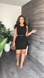 Open Umbilical Small Pit Tank Top Slim Fit Ultra Short Wrap Hip Skirt Commuter Two Piece Set