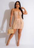 Knitted Fashion Two Piece Dress Wrapped Chest