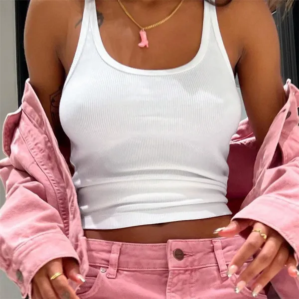 Clean color sleeveless suspender short outerwear spicy girl tank top