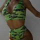 Sexy swimsuit split bikini print high waisted bikini