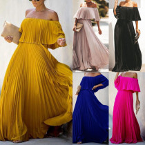 Sexy Off Shoulder Off Shoulder Pleated Chiffon Evening Dress