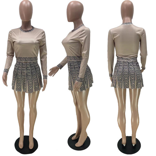 Burn flower positioning printed skirt set