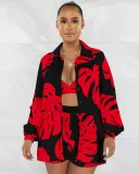 Fashionable and Sexy Printed Three Piece Set with Four Sides Snap