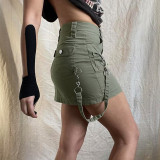Workwear Denim skirt Asymmetrical design pocket wrap hip skirt skirt