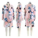 Women's suit, jacket, shorts, two-piece printed casual wear