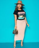 Women's Fashion Solid Color Colorful Graffiti Color Block Printing Casual Versatile Loose T-shirt