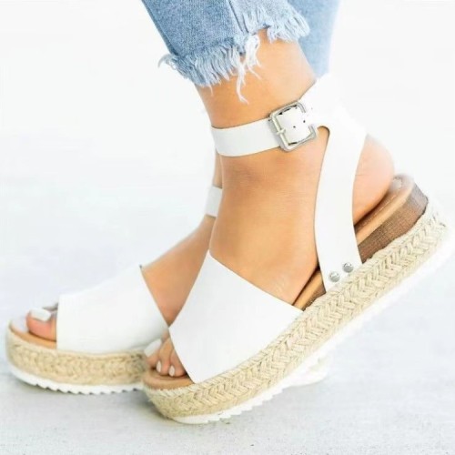Thick sole wide strap casual buckle sandals