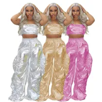 Hot stamping new personality street hip-hop nightclub two-piece set