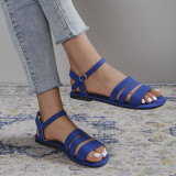 Plain color casual sandals with a straight stripe