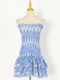 Off shoulder bra embroidered embroidered short skirt dress