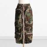 Heavy Industry Zipper Large Pocket Mid length Skirt High Waist Work Dress Half length Skirt