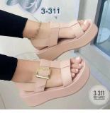 Women's shoes H-shaped broadband casual thick sole solid color sandals
