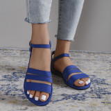 Plain color casual sandals with a straight stripe