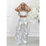 Hot stamping new personality street hip-hop nightclub two-piece set