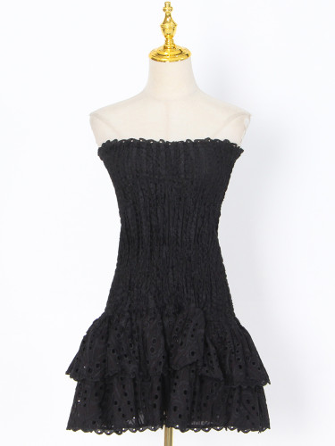 Off shoulder bra embroidered embroidered short skirt dress