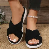 Cross Solid Casual Thick Sole Cross Border Women's Outwear Slippers
