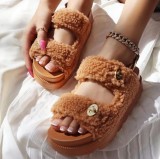 Short hair thick sole wide band with cute style sandals