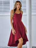 Solid casual ruffle strap dress