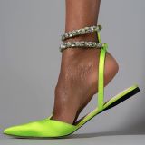 Roman style solid color strapping pointed low heeled sandals for women