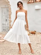Casual solid color corset waist up dress for women