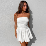 Simple and Sexy Slim Fit Showing Chest, Waist Wrap, Bra A Swing Dress, Solid Color Design, Hip Wrap Short Skirt
