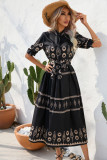 Summer Ethnic Style Printed 3/4 Sleeve Dress