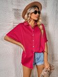 Fashion lapel loose fitting solid color shirt