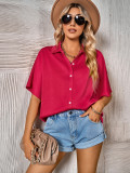Fashion lapel loose fitting solid color shirt