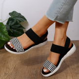 Summer Thick Sole Flat Heel Fish Mouth Elastic Large Sandals